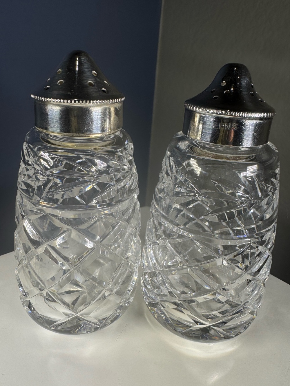 Vintage Waterford Crystal Salt Pepper Shakers Silverplate Ireland - Picture 7 of 10